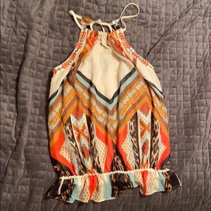 Abstract halter top tie neck